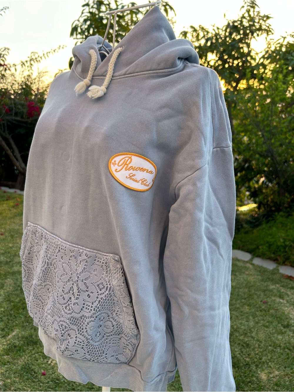 Rowena Social Club Light Blue Hoodie with Lace Pocket M